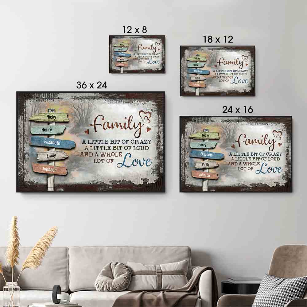 Our Crazy Loud Love Family - Personalized Canvas Prints - Gift For Family Members, Mom and Dad