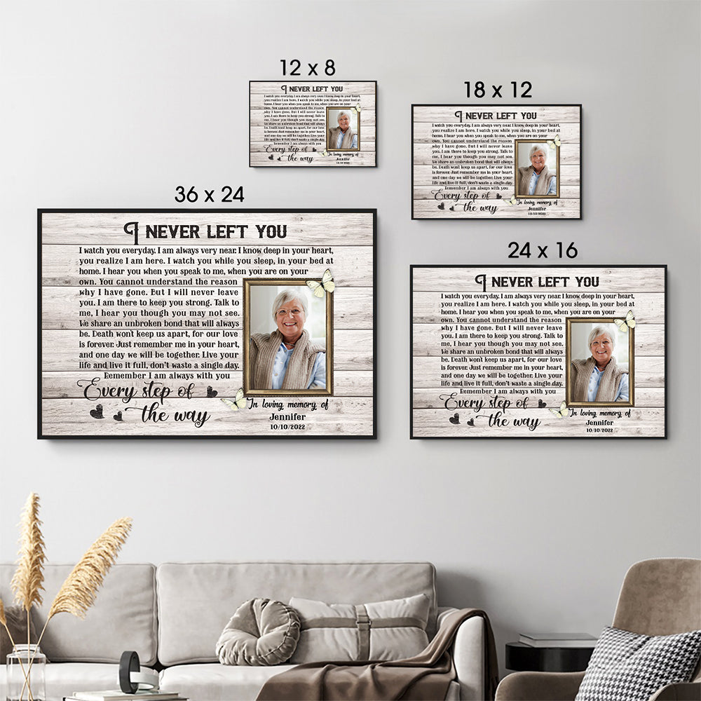 Custom Photo I Never Left You - Memorial Gift - Personalized Canvas For Family Members, Loss of Mom, Dad