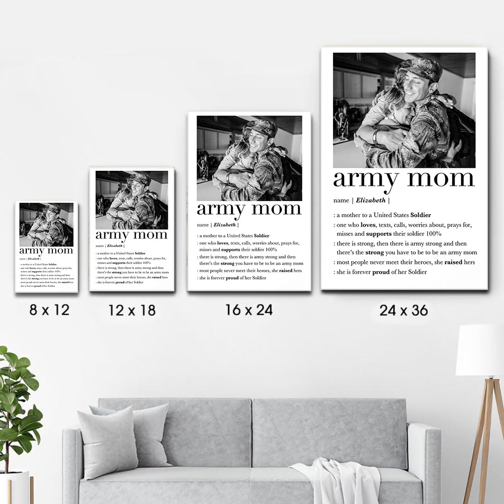 Custom Photo Army Mom - Personalized Canvas - Gift For Soldier Mother, Mothers Day Gift
