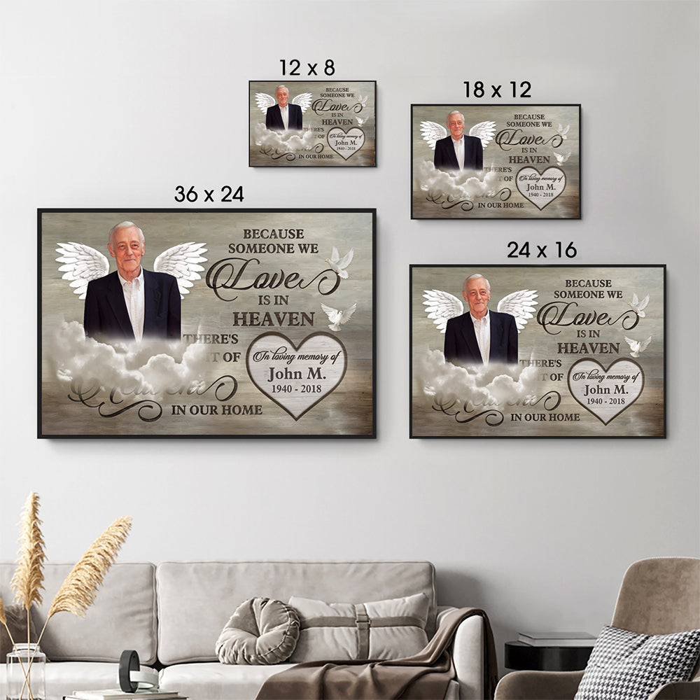 Custom Photo Love Is In Heaven - Memorial Gift - Personalized Canvas For Family Members, Loss of Mom, Dad