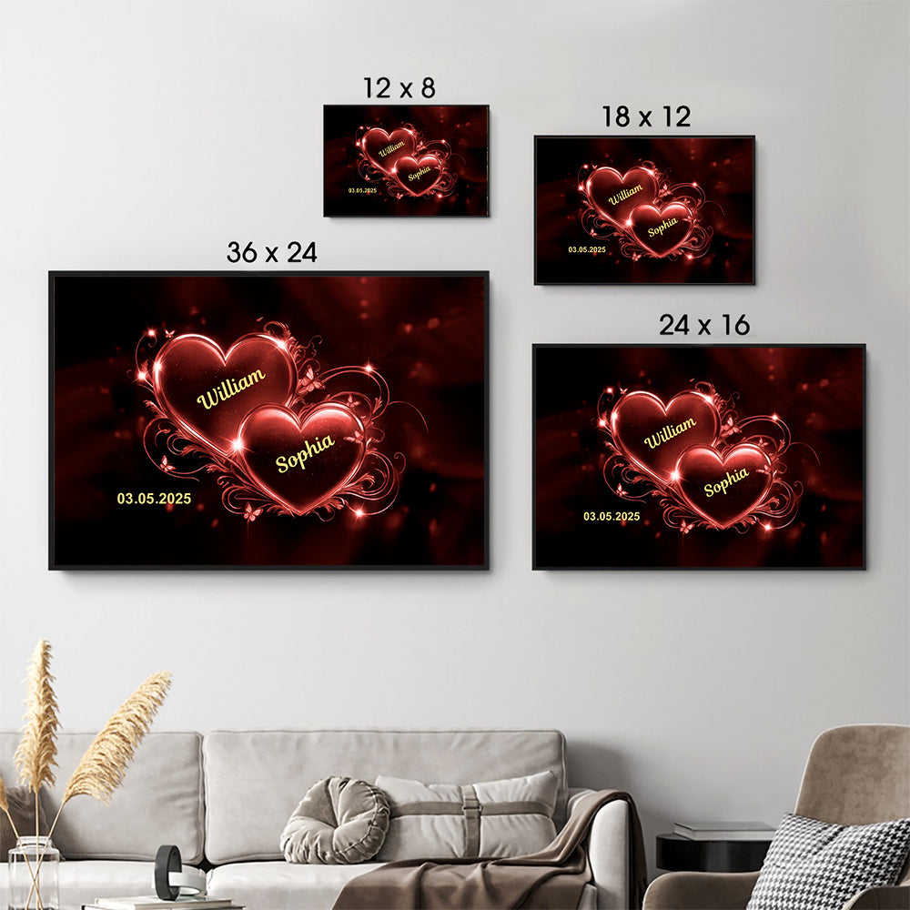 Romantic Couple Heart - Personalized Canvas - Gift For Her/Him, Husband/Wife, Couples on Anniversary, Valentine's Day