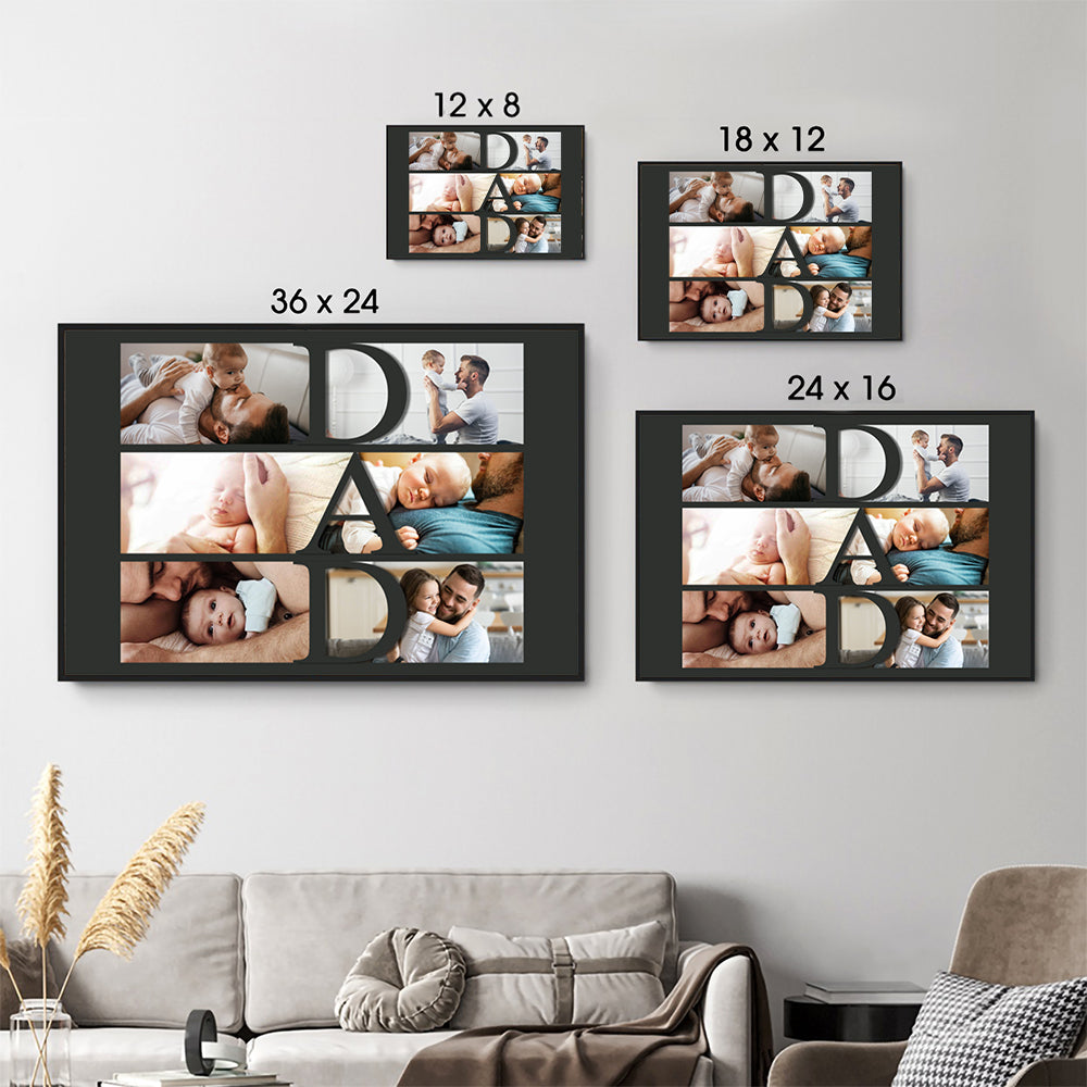Custom Photo Dad Collage - Personalized Canvas - Father's Day Gift, Birthday Gift For Dad, Daddy