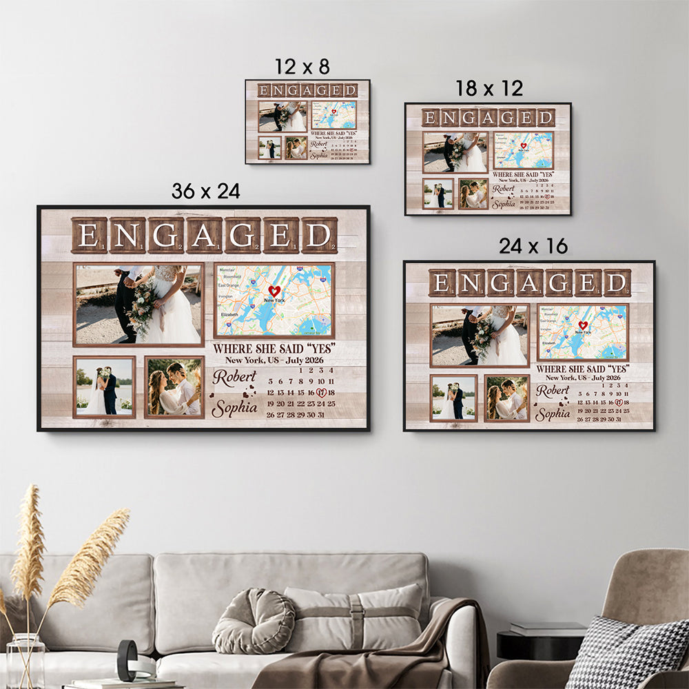 Custom Photo Engagement Couple - Personalized Canvas Prints - Gift For Her/Him, Husband/Wife, Couples on Anniversary, Valentine's Day