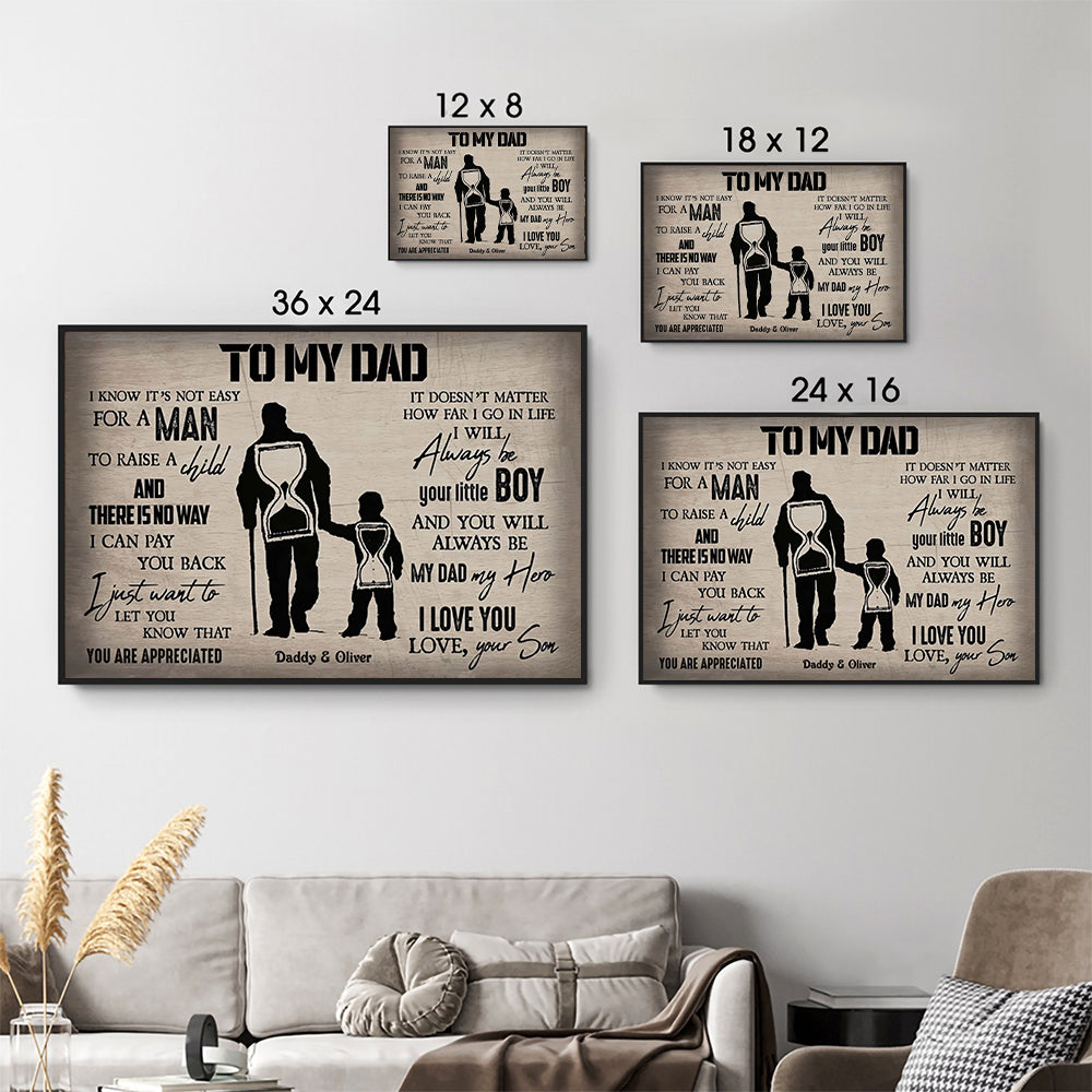 To My Dad From Son - Personalized Canvas - Father's Day Gift, Birthday Gift For Dad, Daddy