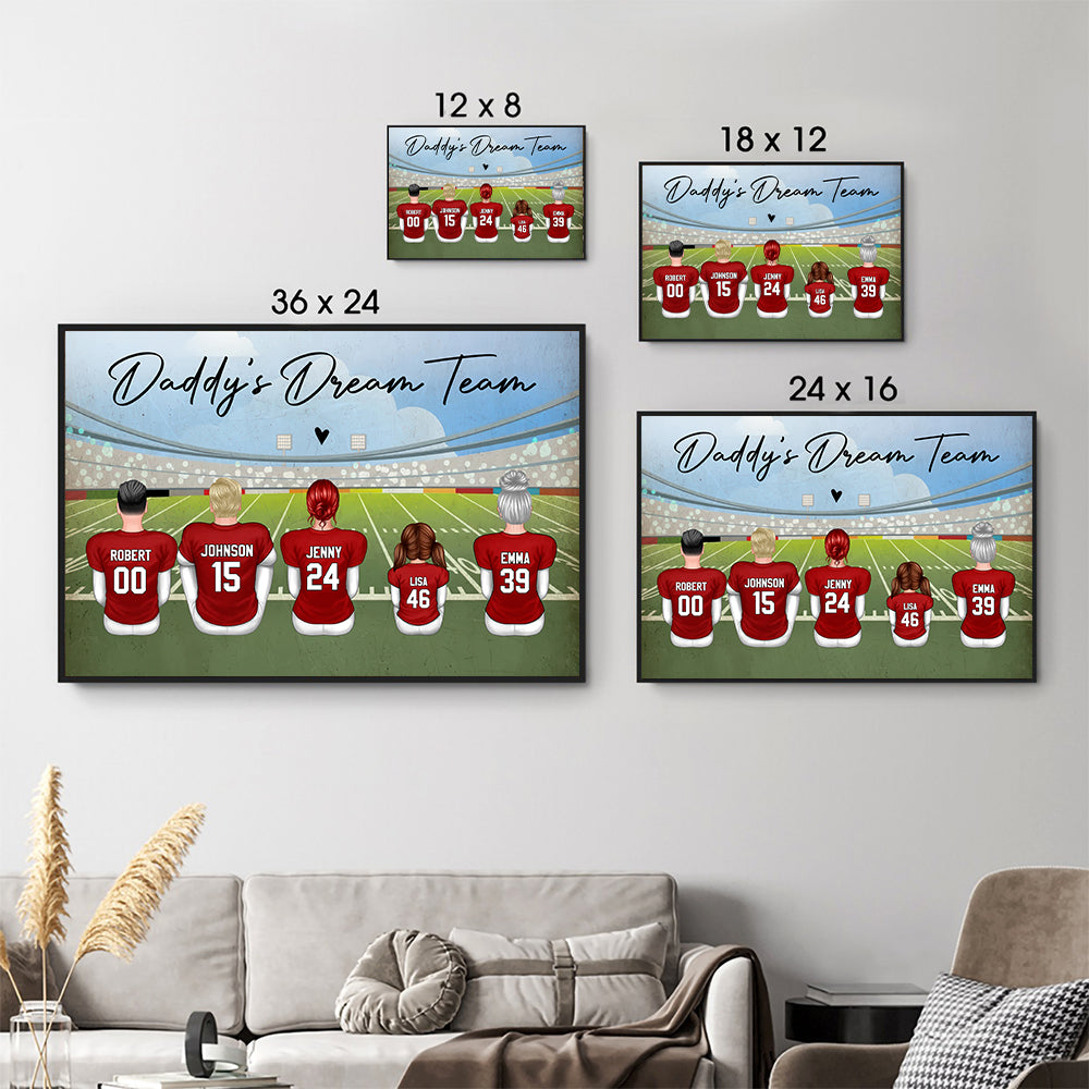 Football Dad Grandpa Dream Team - Personalized Canvas - Gift For Dad, Grandpa, Father's Day