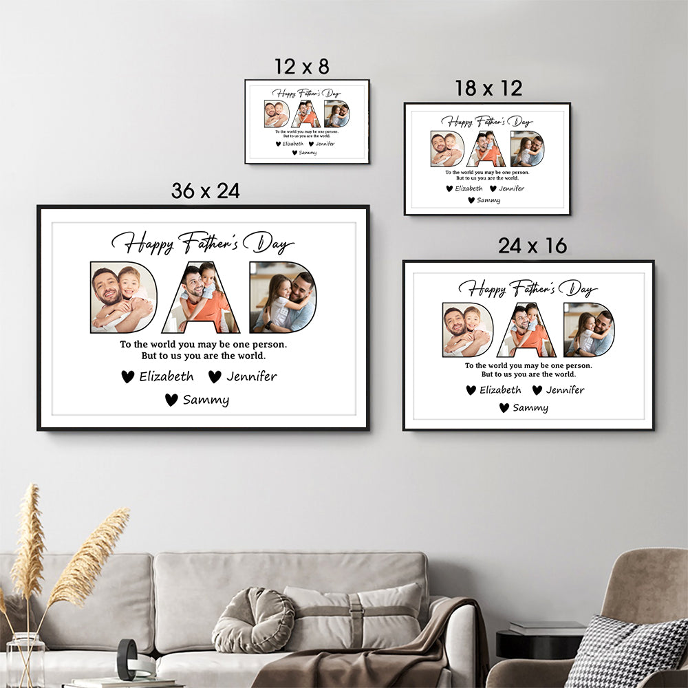 Custom Photo Happy Father's Day To Dad - Personalized Canvas - Gift For Dad, Grandpa, Father's Day