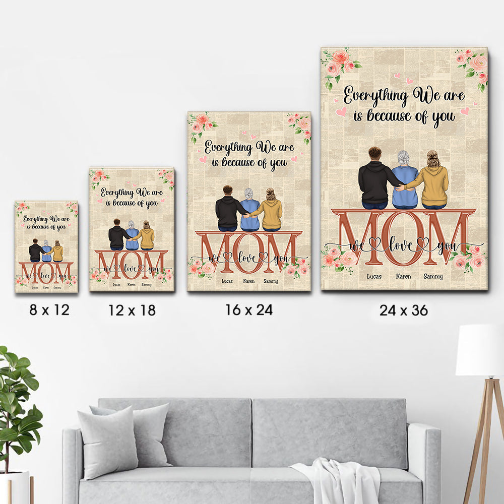 Mom You Are The World - Personalized Canvas - Gift For Gift For Mom, Mother's Day