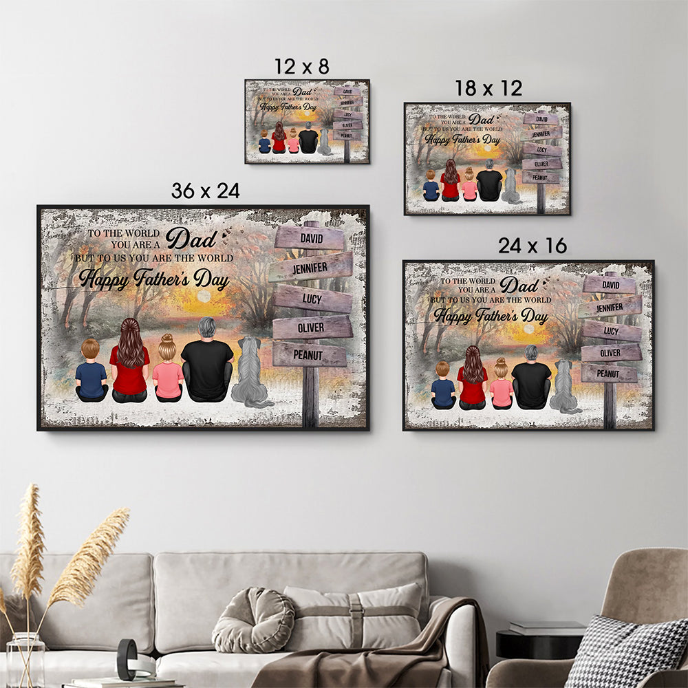 Custom Back View Family - Personalized Canvas - Gift For Family Members, Mom and Dad