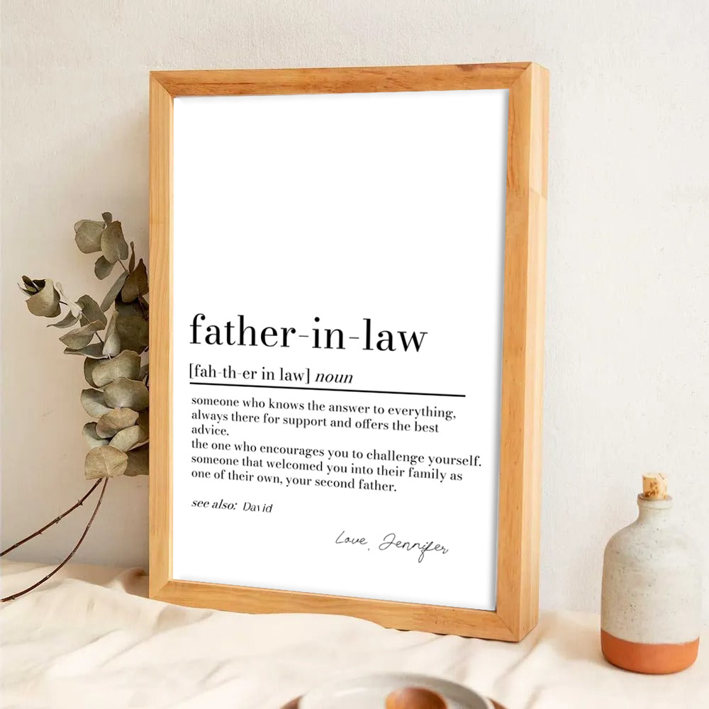 Father in Law Definition Print - Personalized Canvas - Father's Day Gift For Father In Law