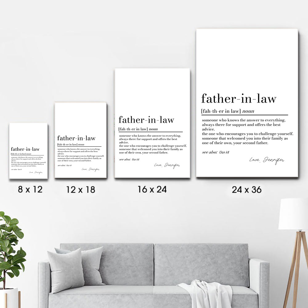 Father in Law Definition Print - Personalized Canvas - Father's Day Gift For Father In Law