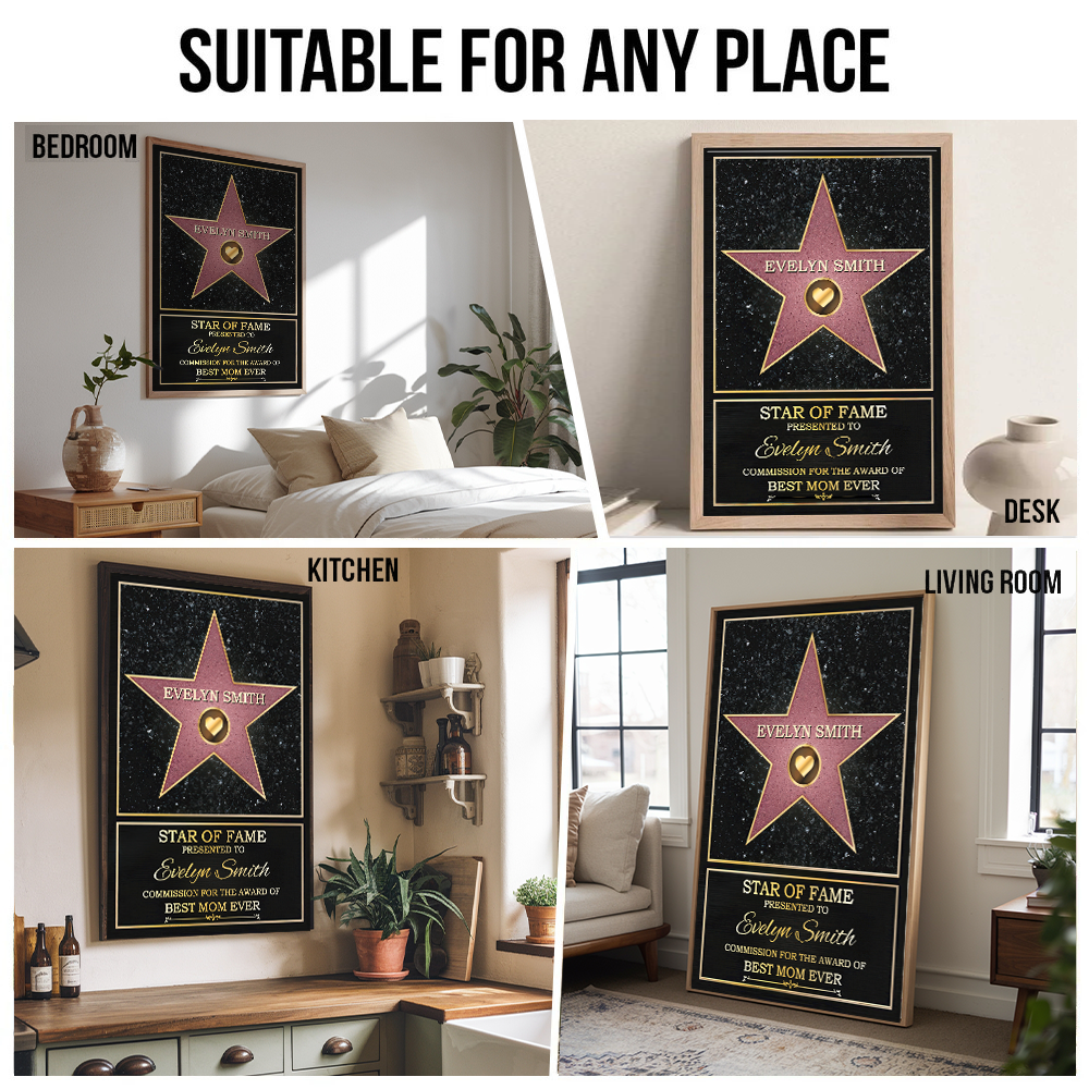 Star Of Fame, Best Mom, Best Dad Ever - Personalized Canvas Print - Gift For Mom and Dad, Mother's Day, Father's Day