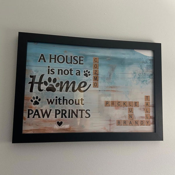 Home With Paw Prints Canvas